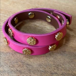 EUC Tory Burch Double Wrap leather bracelet